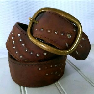 Bed Stu Leather Belt Size S "MIST" Unisex Embedded Metal Brown 32"